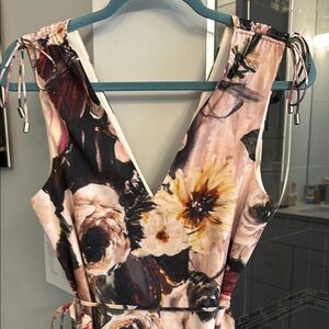 Floral Sleeveless Dress with V-Neck